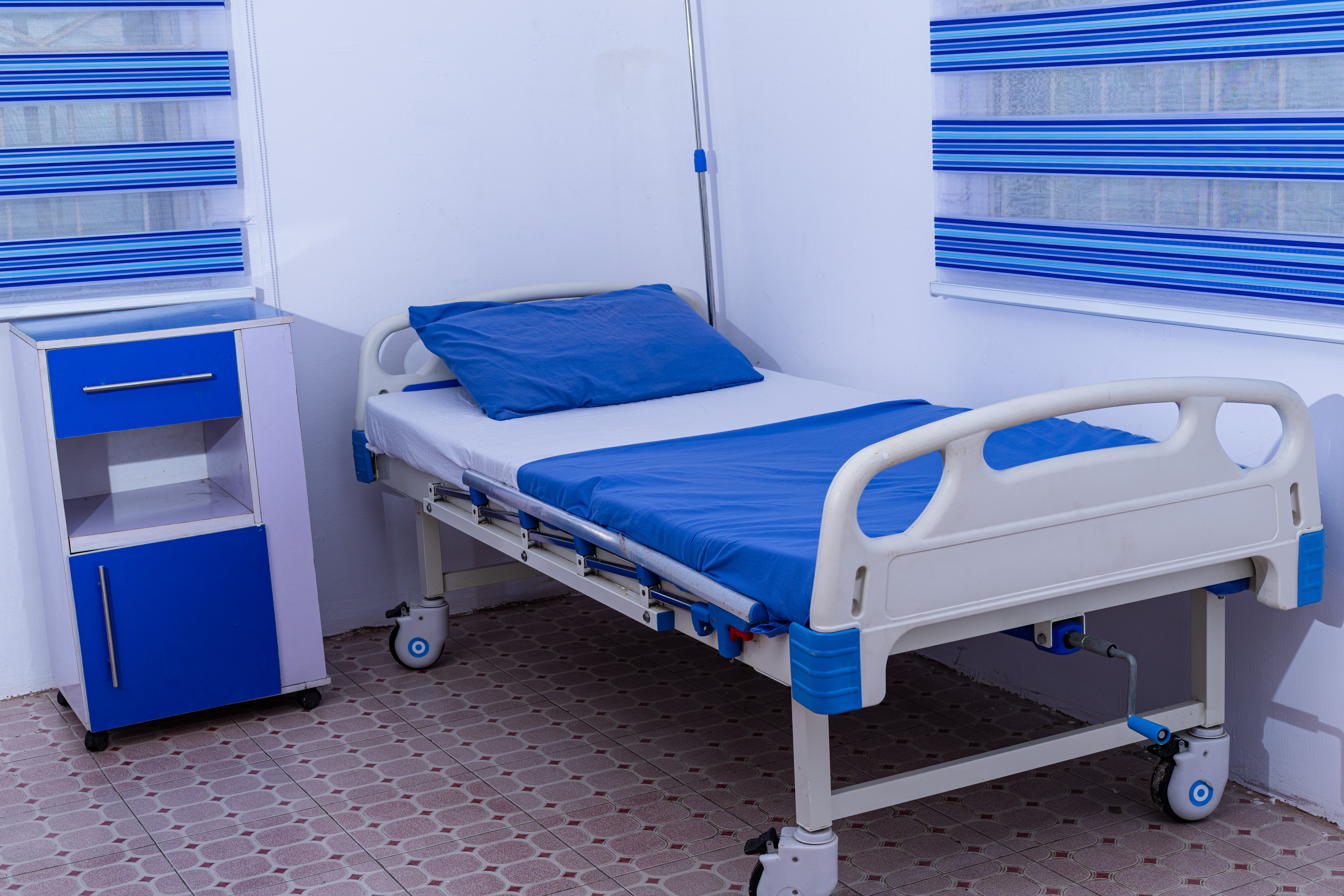 Clean inpatient ward with prepared beds